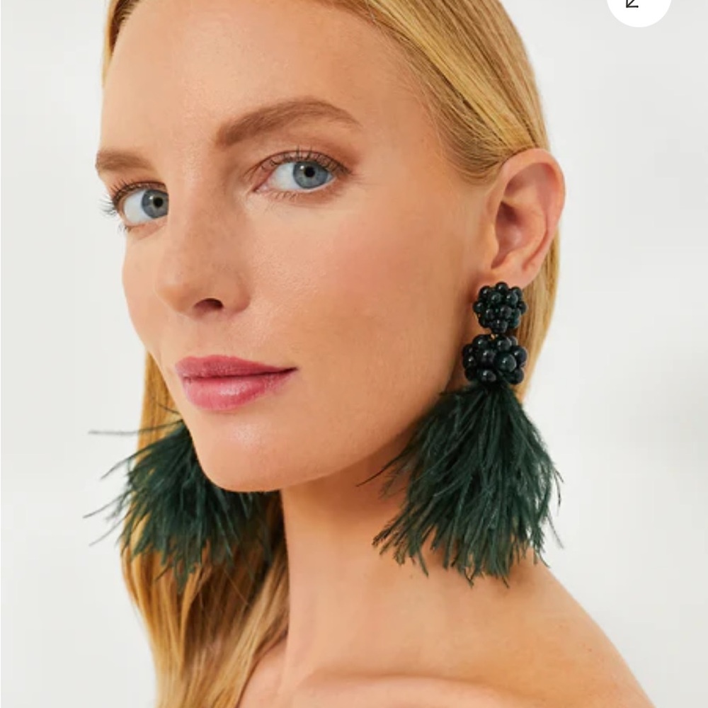 Tuckernuck Emerald Feather Nicole Earrings